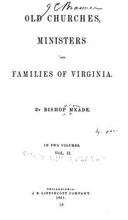 Cover of: Old Churches, Ministers and Families of Virginia