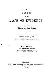 Cover of: Digest of the Law of Evidence