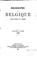 Cover of: Bibliographie de la Belgique, ou catalogue général de l'imprimerie et de la librairie belges ...