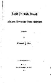 Cover of: David Friedrich Strauss in seinem Leben und seinen Schriften