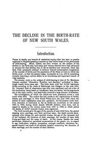Cover of: The Decline in the Birth-rate of New South Wales and Other Phenomena of ... by Coghlan, Timothy Augustine Sir