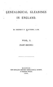 Cover of: Genealogical Gleanings in England