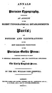 Cover of: Annals of Parisian Typography: Containing an Account of the Earliest Typographical ...