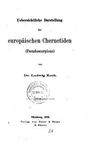 Cover of: Uebersichtliche Darstellung der europäischen Chernetiden(pseudoscorpione)