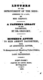 Cover of: Letters on the Improvement of the Mind: Addressed to a Lady, by Mrs. Chapone ...