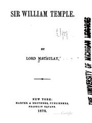 Cover of: Sir William Temple by Thomas Babington Macaulay