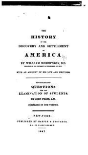 Cover of: The History of the Discovery and Settlement of America