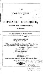 Cover of: The Colloquies of Edward Osborne, Citizen and Clothworker, of London