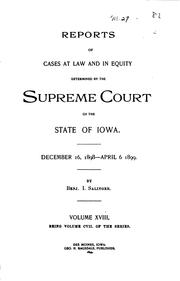 Cover of: Reports of Cases at Law and in Equity Determined by the Supreme Court of the ...