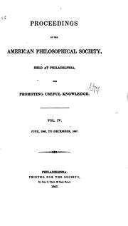 Cover of: Proceedings of the American Philosophical Society Held at Philadelphia for ... by American Philosophical Society, American Philosophical Society