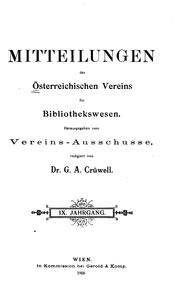 Cover of: Mitteilungen des österreichischen Vereins für Bibliothekswesen by Österreichischer verein für Bibliothekswesen , Vienna