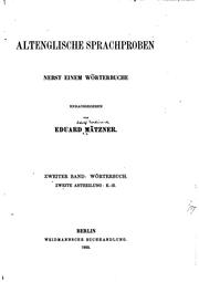 Cover of: Altenglische Sprachproben nebst einem Wörterbuch