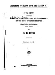 Cover of: Amendment to Section 10 of the Clayton Act