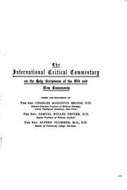 Cover of: The International Critical Commentary on the Holy Scriptures of the Old and New Testaments