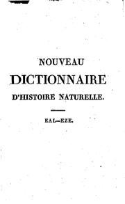 Cover of: Nouveau dictionnaire d'histoire naturelle: appliquée aux arts, à l ...