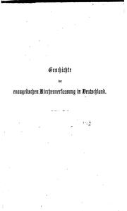 Cover of: Geschichte der evangelischen Kirchenverfassung in Deutschland