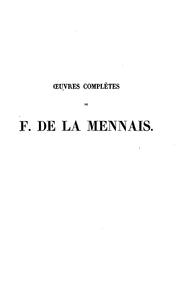Cover of: Oeuvres complètes de F. de la Mennais