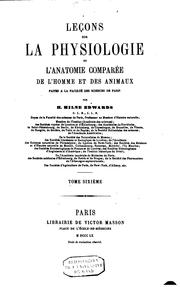 Cover of: Leçons sur la physiologie et l'anatomie comparée de l'homme et des animaux ...