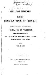 Cover of: Albertani Brixiensis Liber consolationis et consilii: ex quo hausta est ...