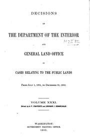Cover of: Decisions of the Department of the Interior and the General Land Office in ...