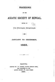 Cover of: Proceedings of the Asiatic Society of Bengal ...