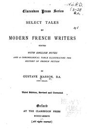 Cover of: Select tales by modern French writers