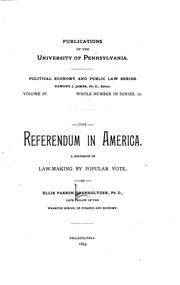 Cover of: The Referendum in America: A Discussion of Law-making by Popular Vote