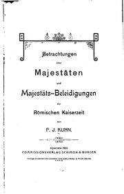 Cover of: Betrachtungen über Majestäten und Majestäts-beleidigungen der römischen ...