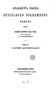 Cover of: Analecta sacra (et classica) Spicilegio Solesmensi parata, ed. J.B. Pitra by Spicilegium Solesmense