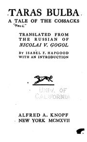 Cover of: Taras Bulba: A Tale of the Cossacks by Николай Васильевич Гоголь, Isabel Florence Hapgood