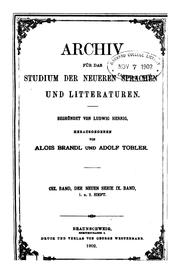 Cover of: Archiv für das Studium der neueren Sprachen und Literaturen by L. Herrig