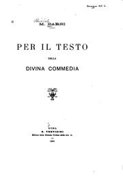 Per il testo della Divina commedia by Michele Barbi