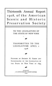 Cover of: Annual Report of the American Scenic and Historic Preservation Society to the Legislature of the ...