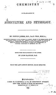 Cover of: Chemistry in Its Application to Agriculture and Physiology