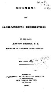 Cover of: Sermons and Sacramental Exhortations by Andrew Thomson