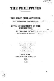Cover of: The Philippines: The First Civil Governor