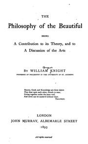 Cover of: The Philosophy of the Beautiful ...