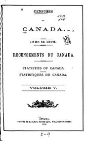 Cover of: Census of Canada. 1870-71 by Canada. Dept. of Agriculture
