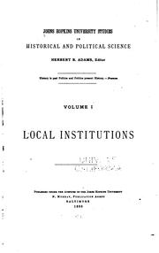 Cover of: Local Government in Michigan and the Northwest: Read Before the American ...