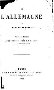 Cover of: De l'Allemagne by Staël (Anne-Louise -Germaine), Staël (Anne-Louise -Germaine)