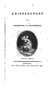 Cover of: Erinnerungen by Friedrich von Matthisson