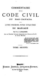 Cover of: Commentaire sur le Code civil du Bas-Canada by Thomas Jean Jacques Loranger