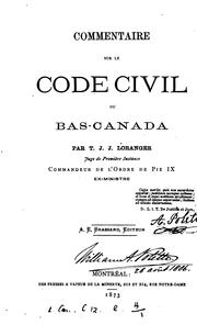 Cover of: Commentaire sur le Code civil du Bas-Canada