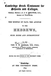 Cover of: The Epistle of Paul the Apostle to the Hebrews by Frederic William Farrar