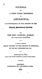 Cover of: Journal of Three Years' Residence in Abyssinia: In Furtherance of the Objects of the Church ...