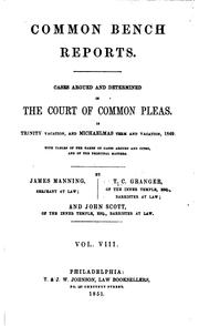Cover of: Reports of Cases Argued and Determined in the English Courts of Common Law, [1845-1856 ...