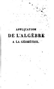 Cover of: Application de la̕lgèbre à la géométrie