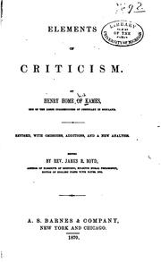 Elements of Criticism by Henry Home Lord Kames