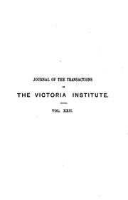 Cover of: Journal of the Transactions of the Victoria Institute, Or Philosophical Society of Great Britain by Victoria Institute (Great Britain), Victoria Institute (Great Britain)