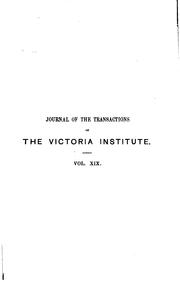 Journal of the Transactions of the Victoria Institute, Or Philosophical Society of Great Britain by Victoria Institute (Great Britain)